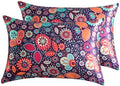 Floral Printed Satin Pillowcase, Queen Cooling Pillow Cases Set of 2 by LCBD