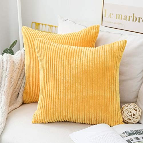 Home Brilliant 2 Pack Large Summer Pillow Covers Super Soft Striped Corduroy by HomeBrilliant