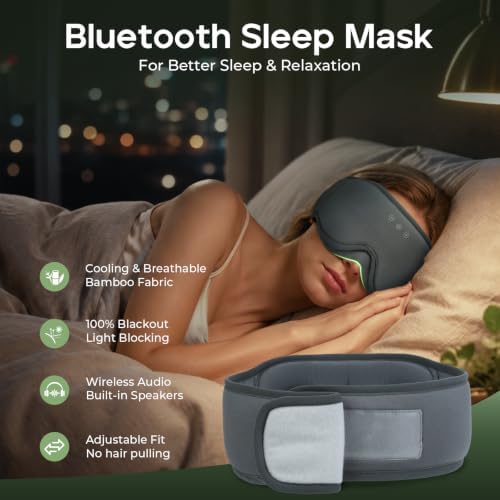 Bamboo Cotton Sleep Mask with Bluetooth, Zero Eye Pressure Sleep Headphones - Image 2