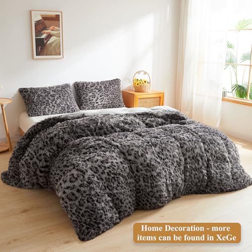 XeGe 20x54 Fluffy Leopard Print Body Pillow Cover, Cheetah Light Grey - Image 7