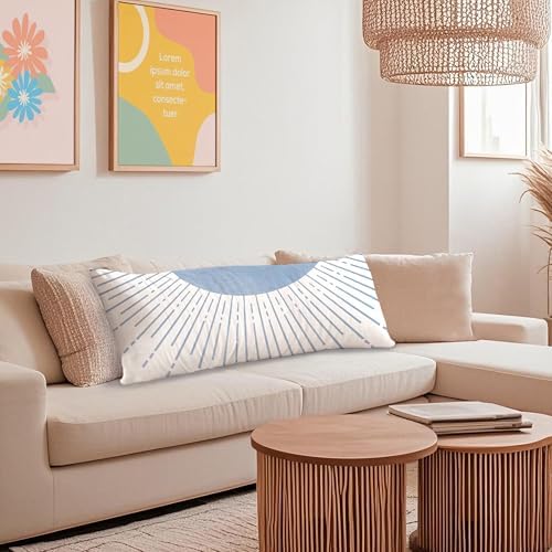 Boho Baby Blue Sun Sunshine 20x54 Body Pillow Cover Case, Mid Century Modern - Image 4