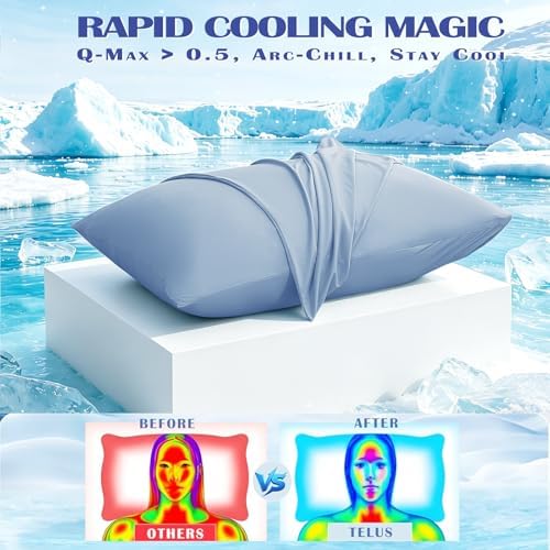 TELUS Cooling Pillowcases Standard Size 2-Pack, Silky Soft Breathable Pillow - Image 2