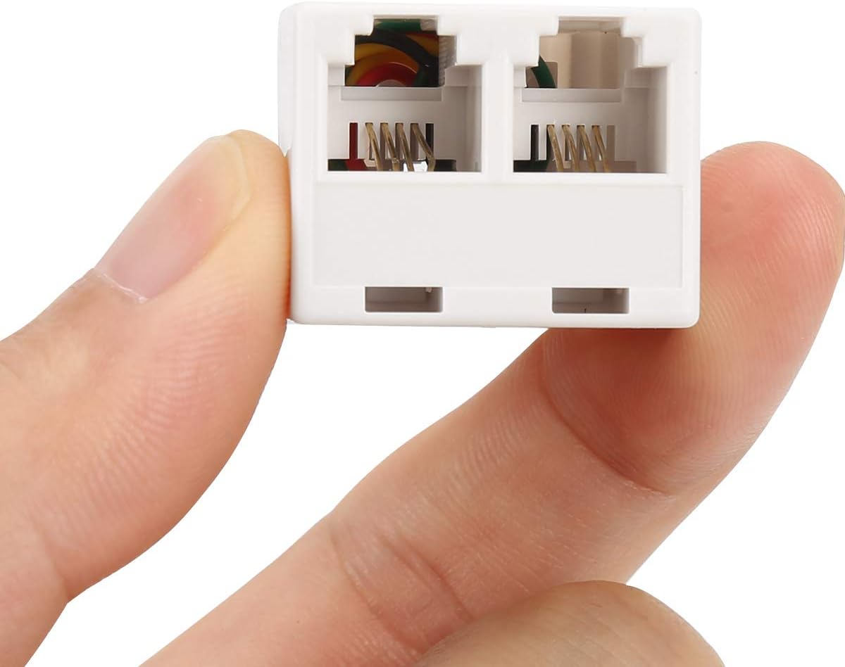 Uvital RJ11 6P4C 1 Female to 2 Female Telephone Line Splitters, Telephone Landline Cable Connector and Separator(White,4 Pack)