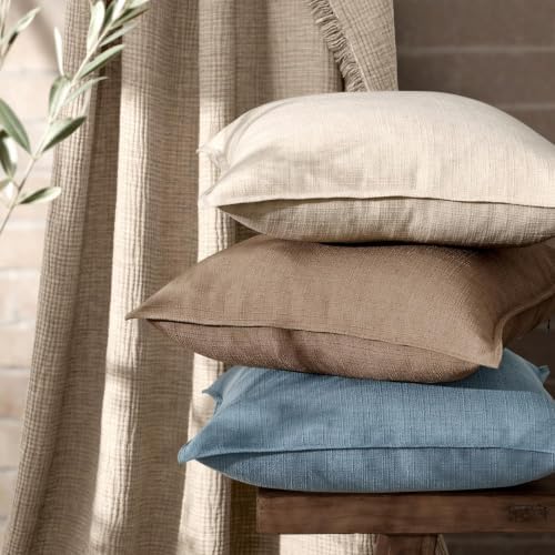 MIULEE Thick Textured Decorative Throw Pillow Covers 20x20 in Natural Linen - Image 6