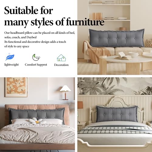 Daneey Large Headboard Pillow Full Pillow Headboard Soft Daybed Pillows Bolster - Image 4