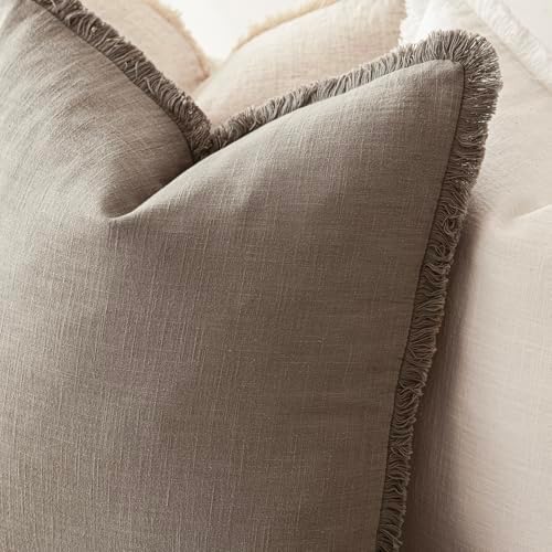 Foindtower Decorative Linen Fringe Throw Pillow Covers 22×22 Inch - Image 5