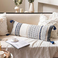 BlissBlush Navy Dark Blue Boho Decorative Lumbar Pillow Cover 14x36, Long Body by BlissBlush