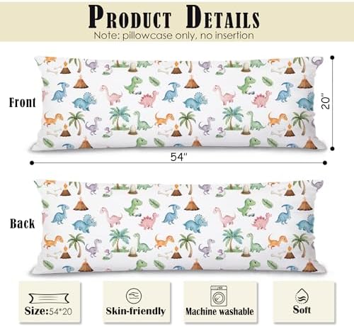 Baby Dinosaur 20x54 Body Pillow Cover, Dinosaur Room Decor - Image 2