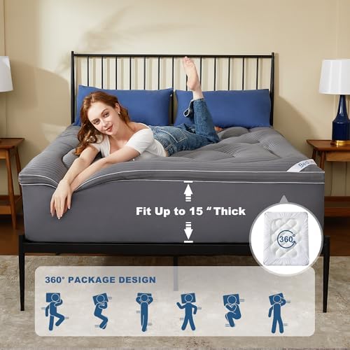 BEDLORE Full Size Mattress Topper, Thick Pillow Top Bed Cover Mattress Pad - Image 5