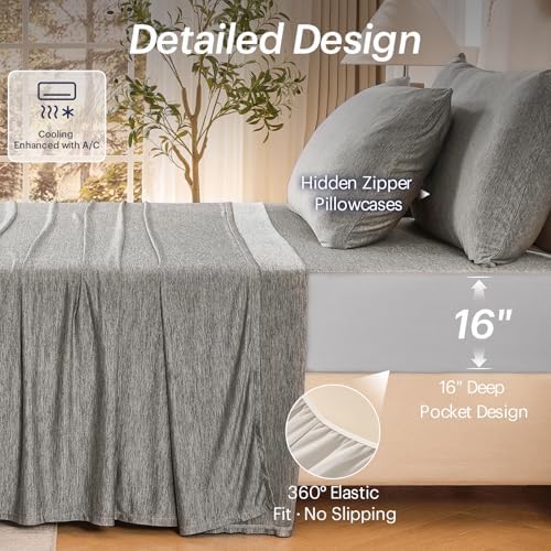 OMERAI 4PCS Cooling Sheet Set Queen Size, Breathable Bed Sheets - Image 3