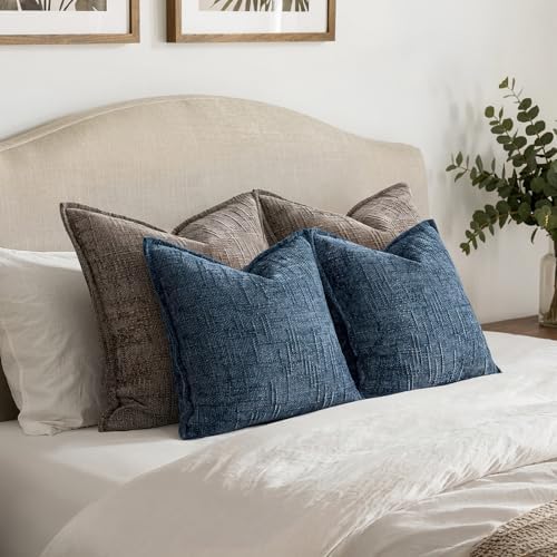 MIULEE Slubby Textured Decorative Throw Pillow Covers Navy Blue 18x18 - Image 5