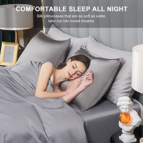 Mulberry Silk Pillowcase for Hair and Skin, King Size Cooling Silk Pillow Case - Image 4