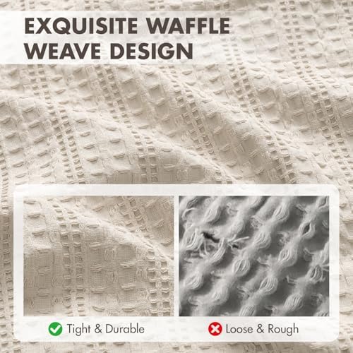 Decorative Waffle Throw Pillow Covers 20x20 Oatmeal 2 Pack No Insert - Image 5