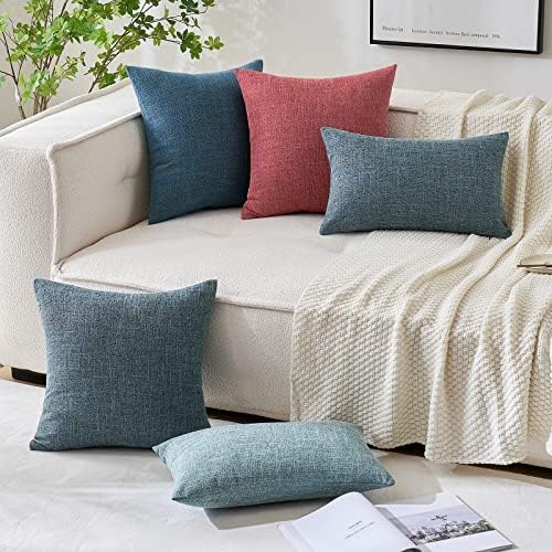 MIULEE Pack of 2 Decorative Linen Burlap Coastal Pillow Covers Farmhouse Accent - Image 5