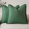 Foindtower Decorative Linen Fringe Throw Pillow Covers 26×26 Pine Green by Foindtower