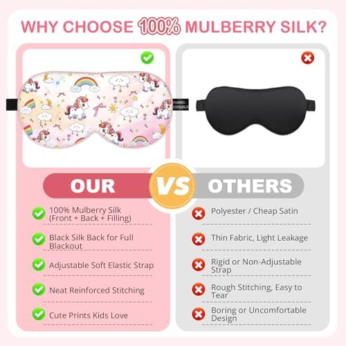 Kids Silk Sleep Mask, 100% Mulberry Silk Eye Mask - Image 5