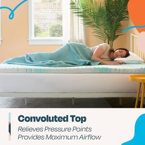 Linenspa 3 Inch Gel Memory Foam Mattress Topper – Egg Crate Style, Reversible - Image 2
