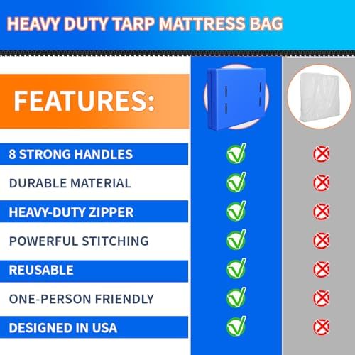 Full XL Mattress Bags for Moving and Storage, Reusable Mattress Protector - Image 5