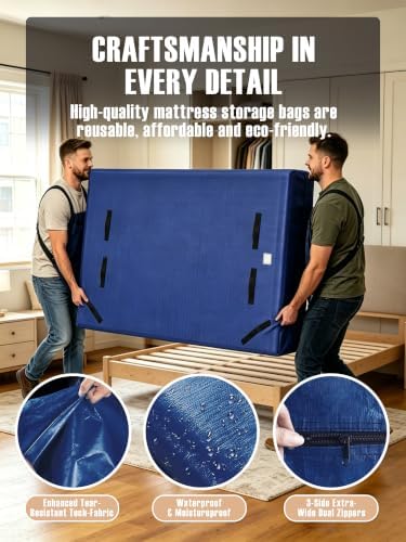 Heavy Duty Ergonomic Handles Mattress Moving Bag, 2 Pack - Image 6