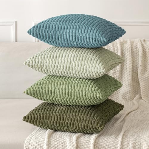 MIULEE Lumbar Corduroy Decorative Throw Pillow Covers 12x20 Coastal Blue - Image 4