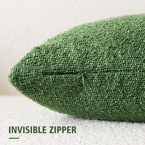 Foindtower Decorative Textured Boucle Throw Pillow Cover 24x24 Forest Green - Image 2