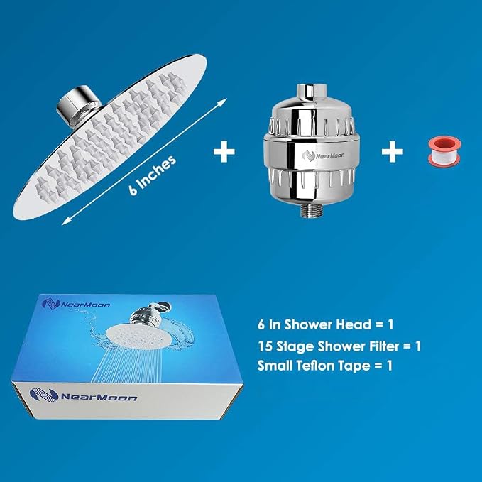 NearMoon Shower Head and 15 Stage Shower Filter Combo, High Pressure Filtered - Image 2