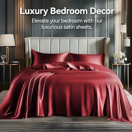 BEDELITE Satin Sheets Full Size Bed Set, 4 Pieces - Image 2