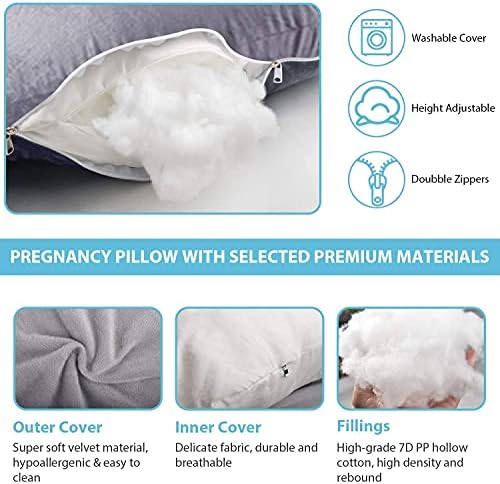 Jcickt Pregnancy Pillow for Sleeping, 59 inch J/U-Shaped Maternity Pillow - Image 5