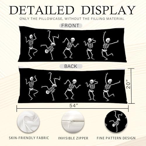Dancing Skeleton Halloween Body Pillow Covers 20x54, Halloween Home Decor - Image 6