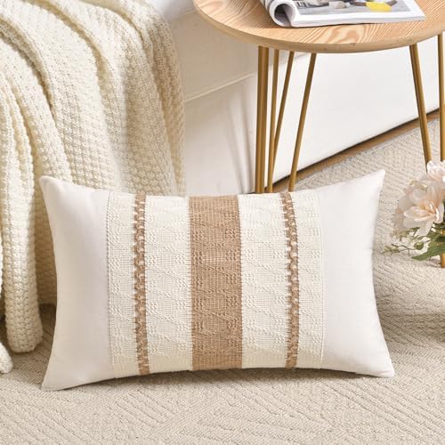 Fancy Homi Set of 2 Boho Neutral Long Lumbar Decorative Throw Pillow Cover - Image 2