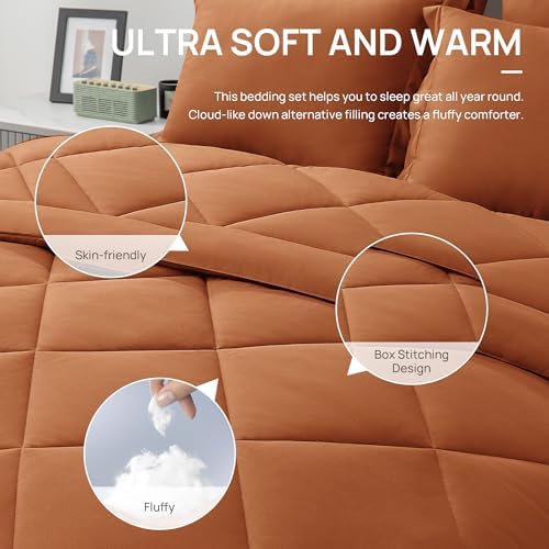 Love's cabin California King Comforter Set Terracotta, 7 Pieces California King - Image 5