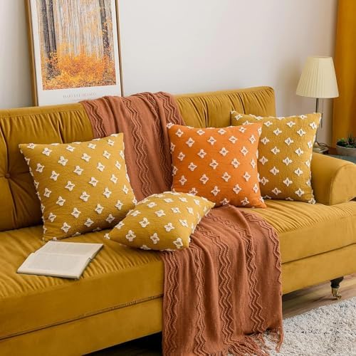 MIULEE Set of 2 Decorative Throw Pillow Covers Rhombic Jacquard Pillowcase Fall - Image 4