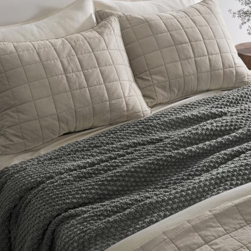 EVERGRACEHOME Chunky Chenille Knit Throw Blanket, Charcoal Gray - Image 5