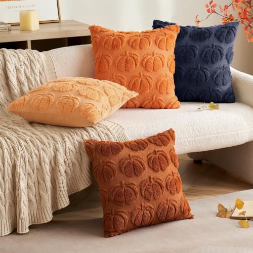 MIULEE Fall Pillow Covers Pumpkin Fall Decor 18x18 Navy Blue - Image 3