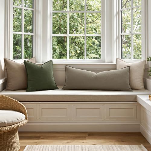 MIULEE Decorative Linen Lumbar Pillow Cover 14x36 Inch Tan Taupe - Image 5