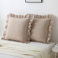 Gingham Throw Pillow Covers 24x24, Warm Taupe White by Jilboo