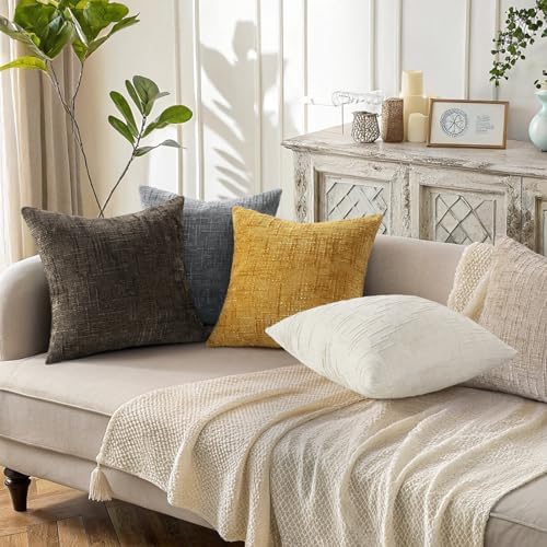 decorUhome Textured Chenille Throw Pillow Covers 18x18 Set of 2 Dark Brown - Image 6
