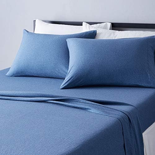 Amazon Basics Cotton Jersey 4-Piece Bed Sheet Set, Chambray Blue by AmazonBasics