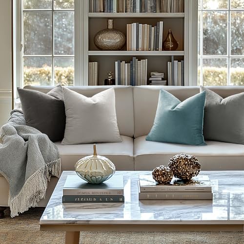 MIULEE 26x26 Inch Pack of 2 Euro Velvet Throw Pillow Covers Grey - Image 2