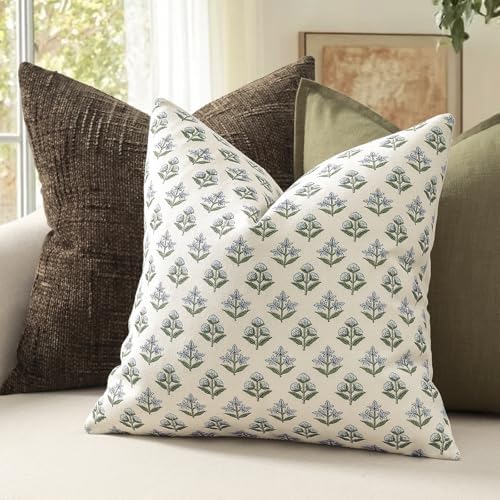 YCOLL Farmhouse Floral Pillow Covers 20x20 Set of 2, Rustic Country Decorative - Image 2