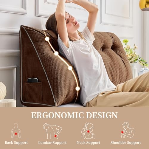 Sasttie Headboard Pillow Queen, Wedge Pillow Headboard - Image 3