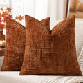 decorUhome Textured Chenille Throw Pillow Covers 18x18 Set of 2 Rust by decorUhome