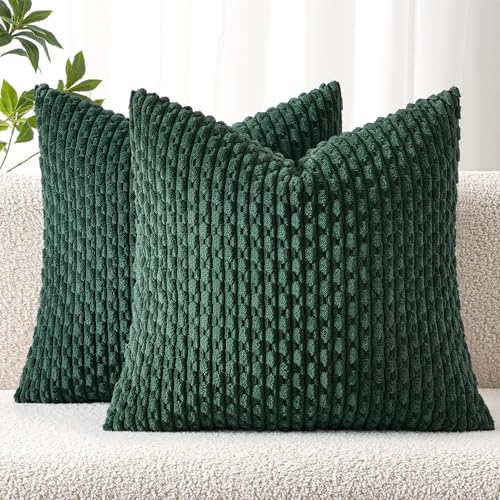 MIULEE Christmas Decorative Throw Pillow Covers 20x20 Dark Green Textured by MIULEE