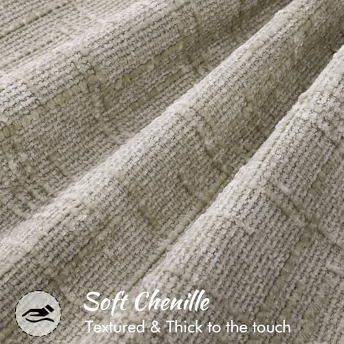 decorUhome Chenille Throw Pillow Covers 18x18 Set of 2, Light Brown - Image 2