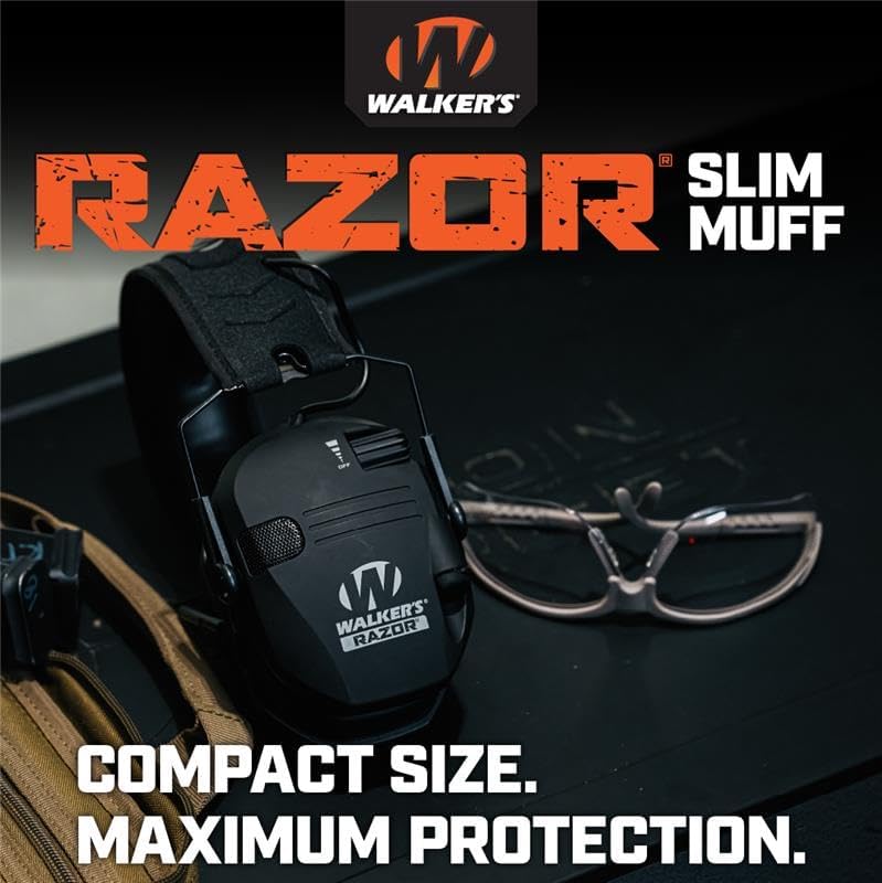 Walker's Razor Slim Ultra Low Profile Compact Design Adjustable Range Shooting Hunting Hearing Protection Electronic Earmuffs
