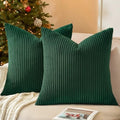 Mecatny Soft Corduroy Throw Pillow Covers 24x24 Set of 2 Christmas Green by Mecatny