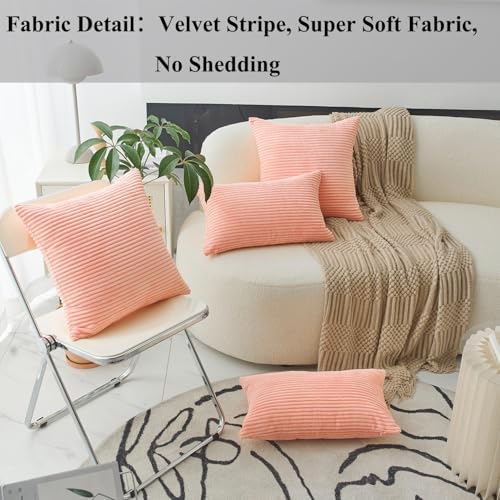 Home Brilliant Pink Pillow Covers 60x60 cm Set of 2 Plush Velvet Corduroy Throw - Image 2