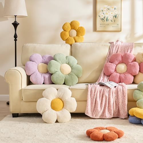 XIAIJIA 3PCS Flower Pillow, Daisy Throw Pillows, Flower Cushion 15.7 Inch - Image 2