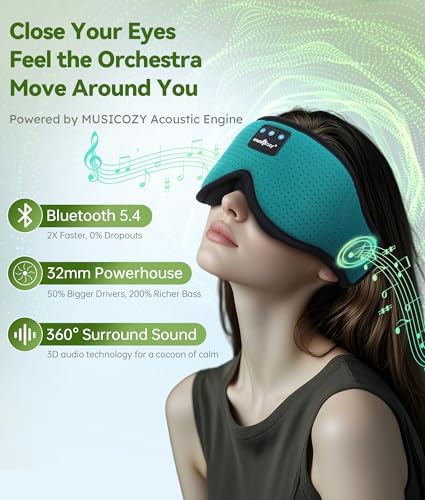 MUSICOZY 3D Sleep Headphones Bluetooth 5.4 Breathable Sleep Eye Mask - Image 5