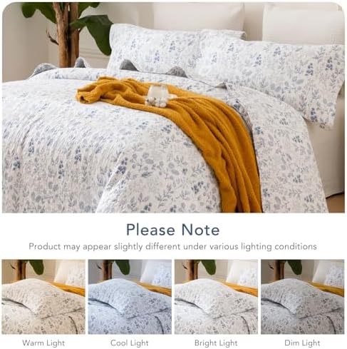 Lady Ann Pillow Shams Standard Size 20x26, 2-Piece Blue and White Floral & - Image 7
